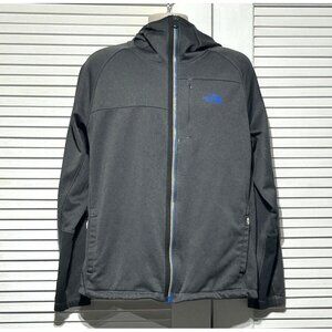 The North Face Men's Gray Full-Zip Hooded Jacket With Blue Logo Size XL 3045